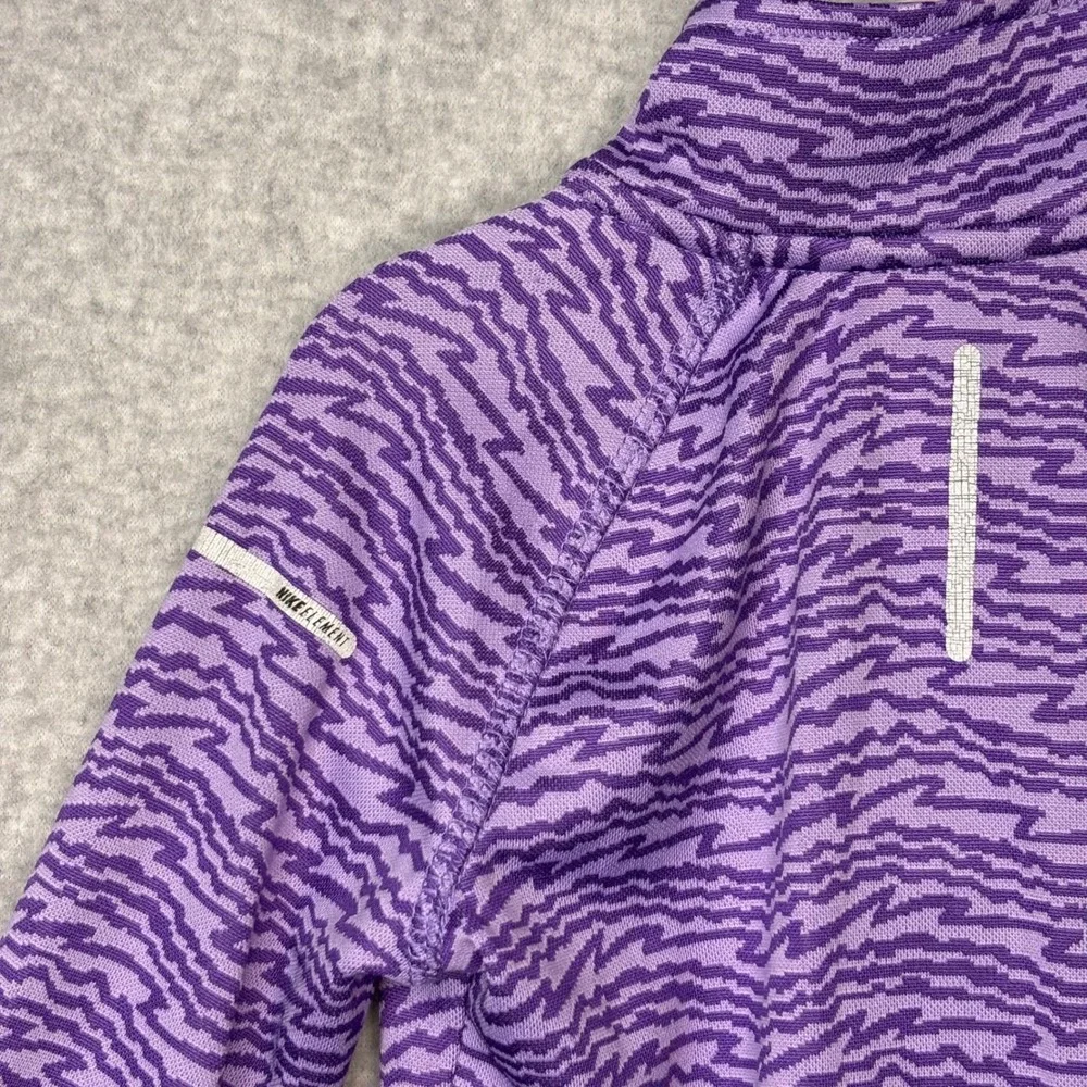 Nike Running Girls Kids 1/4 Zip Jacket Top Purple Neon Green Dri Fit Lightweight
